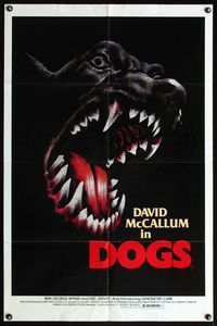 4x201 DOGS 1sh '76 wild artwork of killer Doberman Pinscher dog barking and showing its teeth!