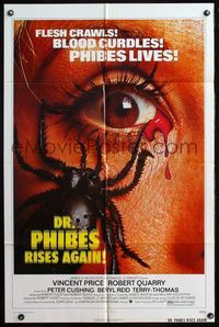 4x211 DR. PHIBES RISES AGAIN 1sh '72 Vincent Price, classic super close up image of beetle in eye!