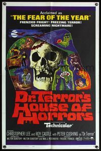 4x213 DR. TERROR'S HOUSE OF HORRORS 1sh '65 Christopher Lee, cool horror montage art!