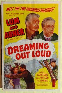 4x215 DREAMING OUT LOUD 1sh R50 famous radio stars Lum & Abner with pretty Frances Langford!Z