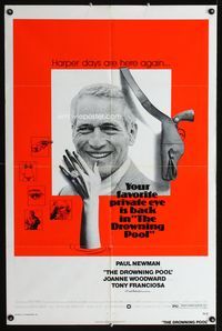 4x216 DROWNING POOL 1sh '75 cool image of Paul Newman as private eye Lew Harper!