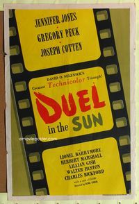 4x219 DUEL IN THE SUN 1sh '47 Jennifer Jones, Gregory Peck & Joseph Cotten in King Vidor epic!