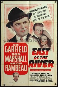 4x223 EAST OF THE RIVER 1sh '40 John Garfield in New York City gets what's coming to him!