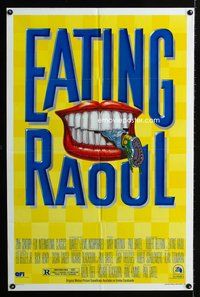 4x228 EATING RAOUL style B 1sh '82 classic Paul Bartel black comedy, great mouth artwork!