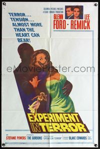 4x246 EXPERIMENT IN TERROR 1sh '62 Glenn Ford, Lee Remick, more tension than the heart can bear!