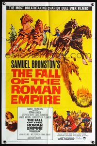 4x249 FALL OF THE ROMAN EMPIRE chariot 1sh '64 Anthony Mann, Sophia Loren, cool chariot race art!