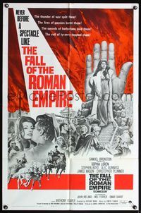 4x250 FALL OF THE ROMAN EMPIRE revised 1sh '64 Anthony Mann, sexy Sophia Loren, cool artwork!