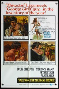4x256 FAR FROM THE MADDING CROWD 1sh '68 Julie Christie, Terence Stamp, Peter Finch, Schlesinger!