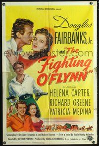 4x265 FIGHTING O'FLYNN 1sh '49 cool art of swashbuckling Douglas Fairbanks, Jr., Helena Carter!