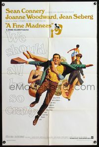 4x269 FINE MADNESS 1sh '66 Sean Connery can out-fox sexy Joanne Woodward, Jean Seberg & them all!
