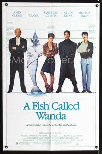 4x281 FISH CALLED WANDA line up style 1sh '88 Cleese, Jamie Lee Curtis, Kevin Kline, Michael Palin