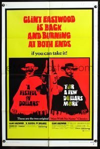 4x282 FISTFUL OF DOLLARS/FOR A FEW DOLLARS MORE 1sh '69 Clint Eastwood, Sergio Leone double-bill!