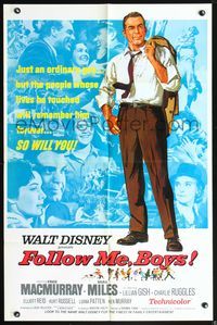 4x298 FOLLOW ME BOYS 1sh '66 Fred MacMurray leads Boy Scouts, young Kurt Russell shown, Walt Disney