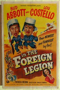 4x018 ABBOTT & COSTELLO IN THE FOREIGN LEGION 1sh '50 great wacky art of Bud Abbott & Lou Costello!