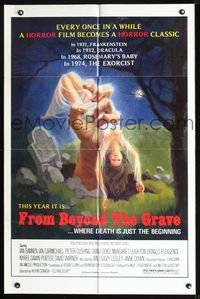 4x318 FROM BEYOND THE GRAVE 1sh '73 art of huge hand grabbing sexy near-naked girl from grave!