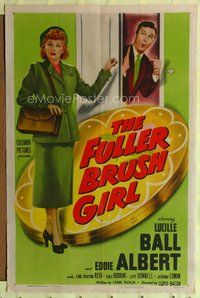 4x322 FULLER BRUSH GIRL 1sh '50 great full-length art of door-to-door saleswoman Lucille Ball!
