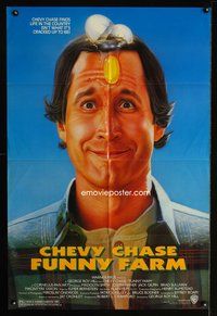 4x323 FUNNY FARM 1sh '88 smiling Chevy Chase w/egg on his face by Steven Chorney!