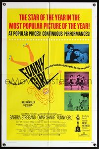 4x324 FUNNY GIRL 1sh '69 Barbra Streisand, Omar Sharif, directed by William Wyler!