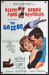 4x330 GAZEBO 1sh '60 great romantic art of Glenn Ford w/pigeon on head & Debbie Reynolds!