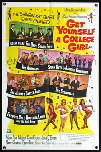 4x335 GET YOURSELF A COLLEGE GIRL 1sh '64 swingin'-est rock & roll show, Dave Clark 5 & more!