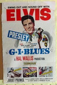 4x338 GI BLUES 1sh '60 Norman Taurog, Juliet Prowse, Elvis Presley is in the Army now!