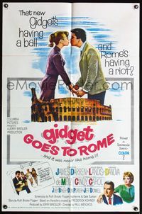 4x339 GIDGET GOES TO ROME 1sh '63 James Darren & Cindy Carol by Italy's Colisseum!