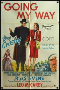 4x349 GOING MY WAY 1sh '44 Bing Crosby, Rise Stevens & Barry Fitzgerald in Leo McCarey's classic!