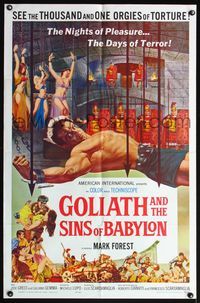 4x352 GOLIATH & THE SINS OF BABYLON 1sh '64 Maciste, l'Eroe Piu Grande del Mondo, sword & sandal!
