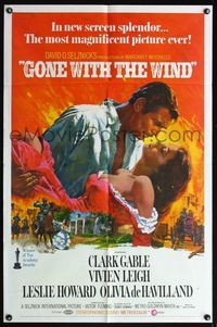 4x354 GONE WITH THE WIND 1sh R70 Clark Gable, Vivien Leigh, all-time classic, Terpning art!