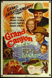 4x361 GRAND CANYON 1sh '49 Richard Arlen, Mary Beth Hughes, grand entertainment!