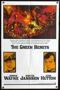 4x369 GREEN BERETS 1sh '68 John Wayne, David Janssen, Jim Hutton, cool Vietnam War art!