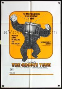 4x372 GROOVE TUBE 1sh '74 Chevy Chase, like TV's Saturday Night Live, wild image of gorilla w/tv!