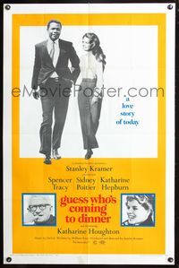 4x373 GUESS WHO'S COMING TO DINNER 1sh '67 Sidney Poitier, Spencer Tracy,Katharine Hepburn,Houghton