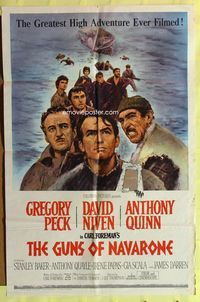 4x376 GUNS OF NAVARONE 1sh '61 Gregory Peck, David Niven & Anthony Quinn by Howard Terpning!