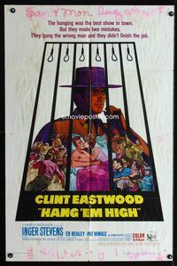 4x380 HANG 'EM HIGH 1sh '68 Clint Eastwood, Kossin art, they hung the wrong man!