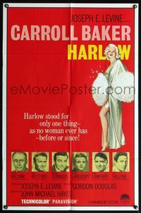 4x383 HARLOW 1sh '65 art of sexy Carroll Baker in the title role!
