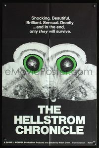 4x405 HELLSTROM CHRONICLE 1sh '71 cool huge moth close up image, only THEY will survive!
