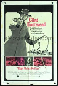 4x412 HIGH PLAINS DRIFTER int'l 1sh '73 great art of Clint Eastwood holding gun & whip!