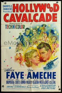 4x423 HOLLYWOOD CAVALCADE style B 1sh '39 stone litho of Alice Faye, Don Ameche & many top stars!