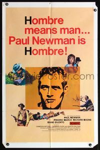 4x424 HOMBRE 1sh '66 Paul Newman, Martin Ritt, Fredric March, it means man!
