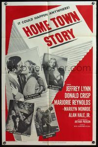 4x425 HOME TOWN STORY 1sh '51 sexy Marilyn Monroe as the beautiful secretary is shown!