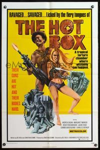 4x433 HOT BOX 1sh '72 ravaged savaged sexy babes fight back with their guns and their bodies!