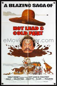 4x434 HOT LEAD & COLD FEET 1sh '78 Disney, Robert Butler directed, wacky artwork of Don Knotts!