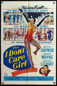 4x467 I DON'T CARE GIRL 1sh '52 great full-length art of sexy showgirl Mitzi Gaynor in wild outfit!