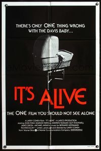 4x497 IT'S ALIVE 1sh R76 Larry Cohen, classic creepy baby carriage image!