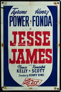4x505 JESSE JAMES 1sh R56 cowboy outlaws Tyrone Power & Henry Fonda!