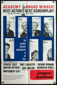 4x511 JUDGMENT AT NUREMBERG 1sh '61 Spencer Tracy, Judy Garland, Burt Lancaster, Marlene Dietrich