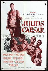 4x512 JULIUS CAESAR 1sh R62 shirtless Marlon Brando, James Mason, Greer Garson, Shakespeare