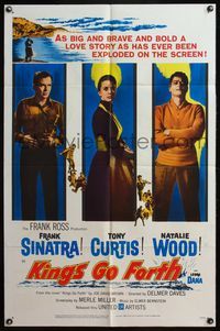4x529 KINGS GO FORTH 1sh '58 full-length portraits of Frank Sinatra, Tony Curtis & Natalie Wood!