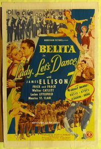 4x543 LADY LET'S DANCE 1sh '44 super sexy Belita skates, dances & romances James Ellison!